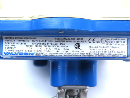 Valvcon ADCWX300U2I1-UP Electric Actuator & 1" Valve - Advance Operations
