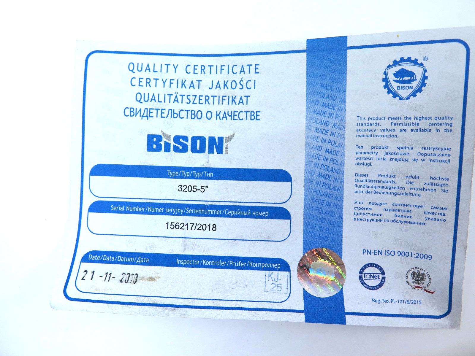 Bison 3205-5" 3 Jaw Self Centering Scroll Chuck Plain Back - Advance Operations