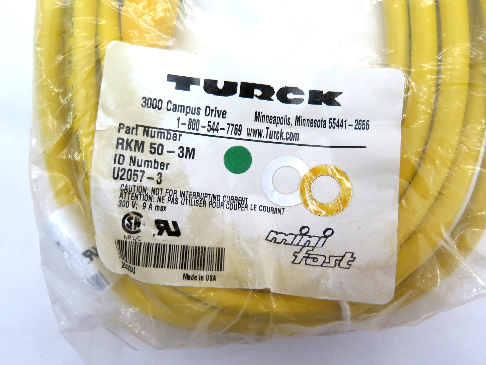 Turck RKM 50-3M / U2057-3 Cordset & Connector - Advance Operations
