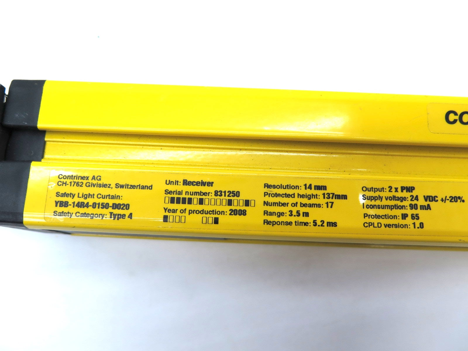 Contrinex YBB-14R4-0150-D020 Receiver Light Curtain Safety Sensor - Advance Operations
