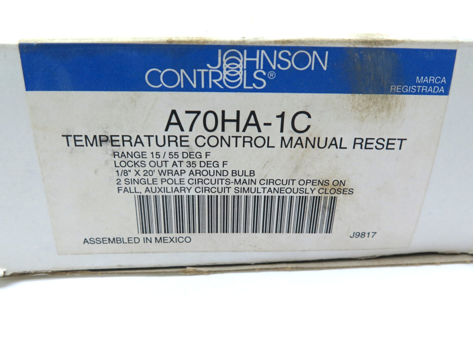 Johnson Controls A70HA-1C Temperature Control Manual Reset - Advance Operations