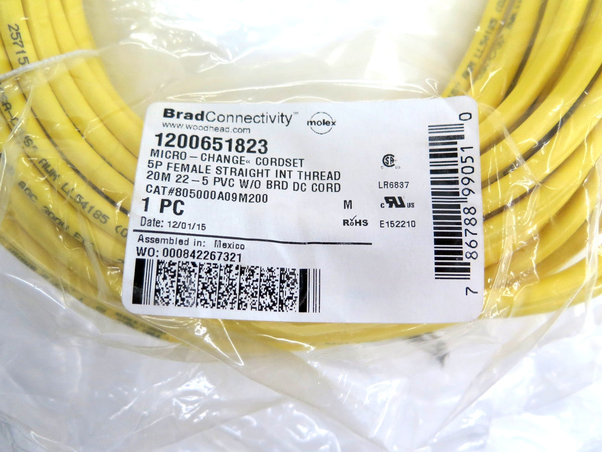 Molex / Woodhead 1200651823 805000A09M200 Cordset Assembly 20M - Advance Operations