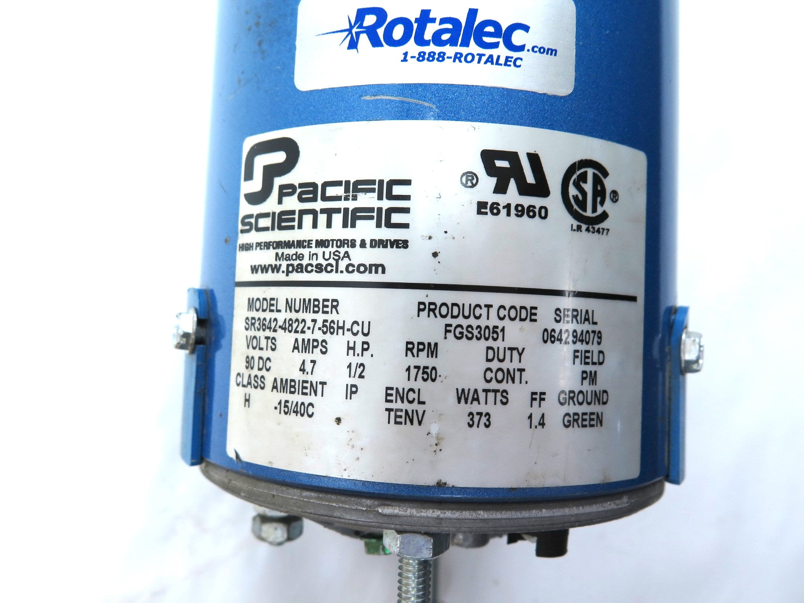 Danaher / Pacific Scientific SR3642-4822-7-56H-CU Permanent Magnet DC Motor - Advance Operations