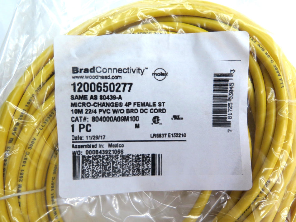 Woodhead / Molex 1200650277 / 80439-A Cordset 4P 10M - Advance Operations