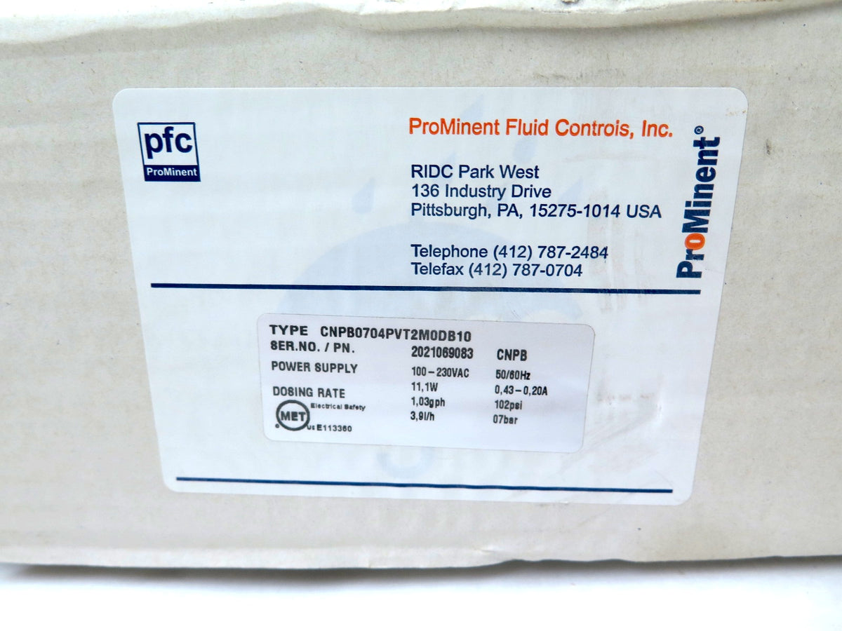 ProMinent CNPB Metering Pump 100-230Vac 11.1W 1.03Gph - Advance Operations