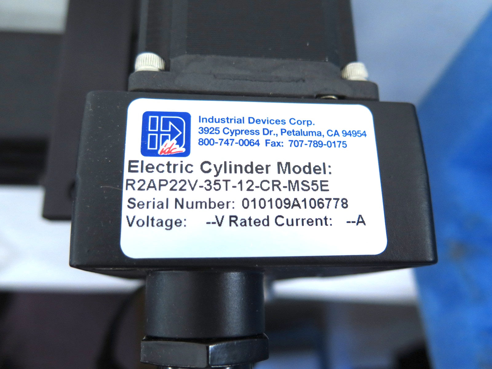 IDC R2AP22V-35T-12-CR-MS5E Electric Cylinder Model - Advance Operations