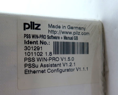 Pilz 301291 User License PSS WIN-PRO V1.5.0 / PSSu Assistant V1.2.1 SEALED - Advance Operations