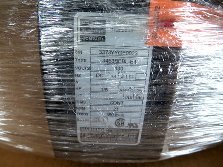 Bodine Electric 34B3BEBL-E4 Gear Motor 130Vdc 1.5A 350inLBS 90:1 1/5HP - Advance Operations