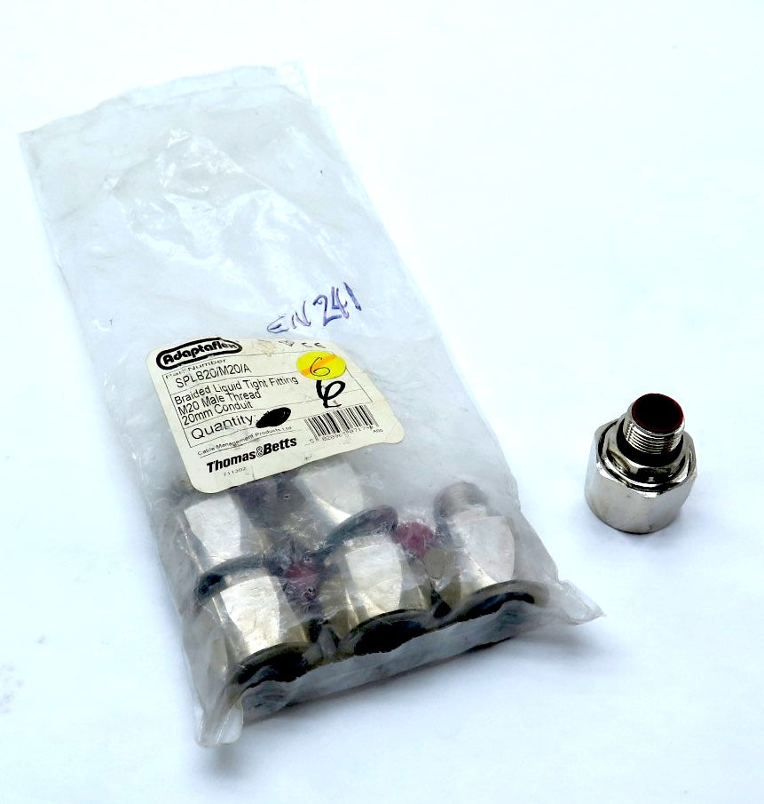 Adaptaflex SPLB20/M20/A Braided Liquid Tight Fitting M20 Male Thread 20mm (6) - Advance Operations