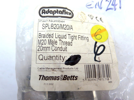 Adaptaflex SPLB20/M20/A Braided Liquid Tight Fitting M20 Male Thread 20mm (6) - Advance Operations