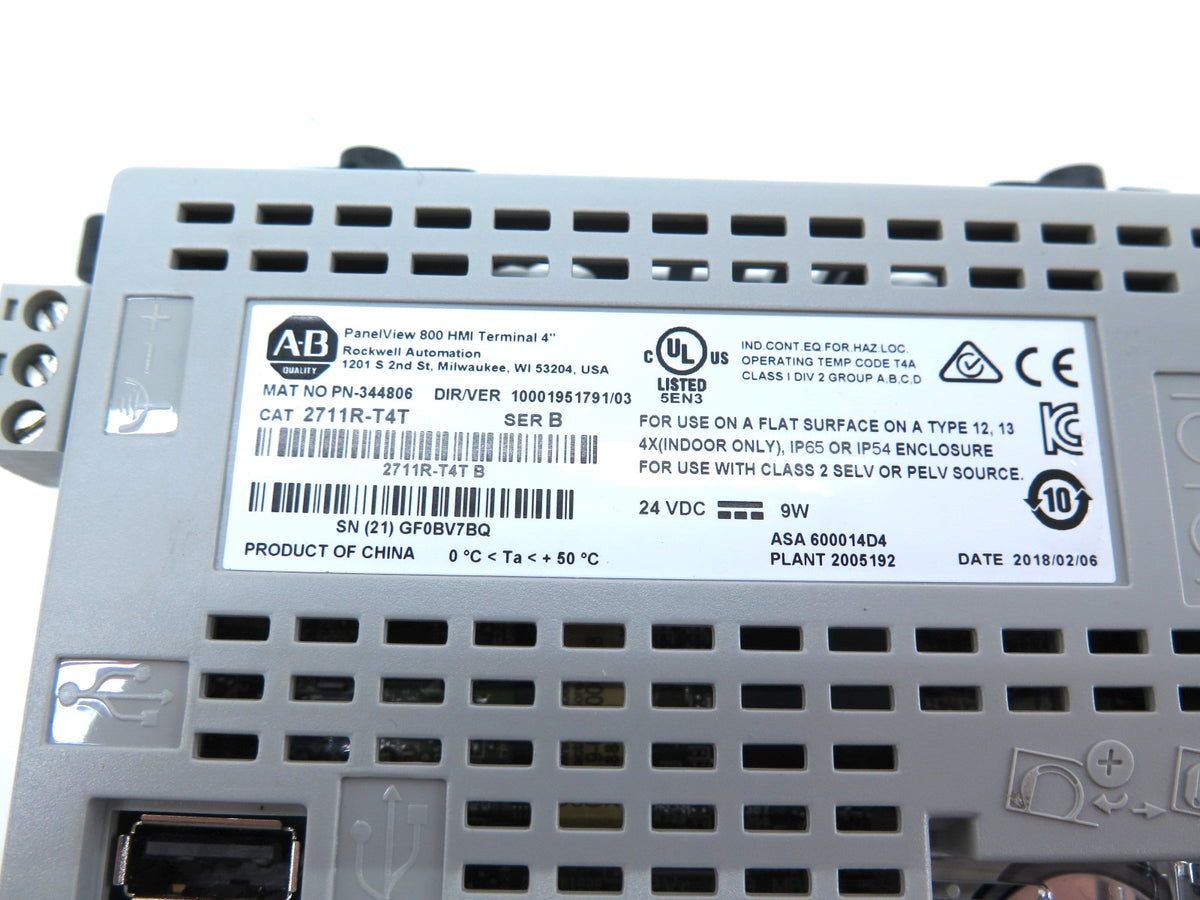 Allen-Bradley 2711R-T4T Ser.B PanelView 800 HMI Terminal 4" MINT CONDITION - Advance Operations