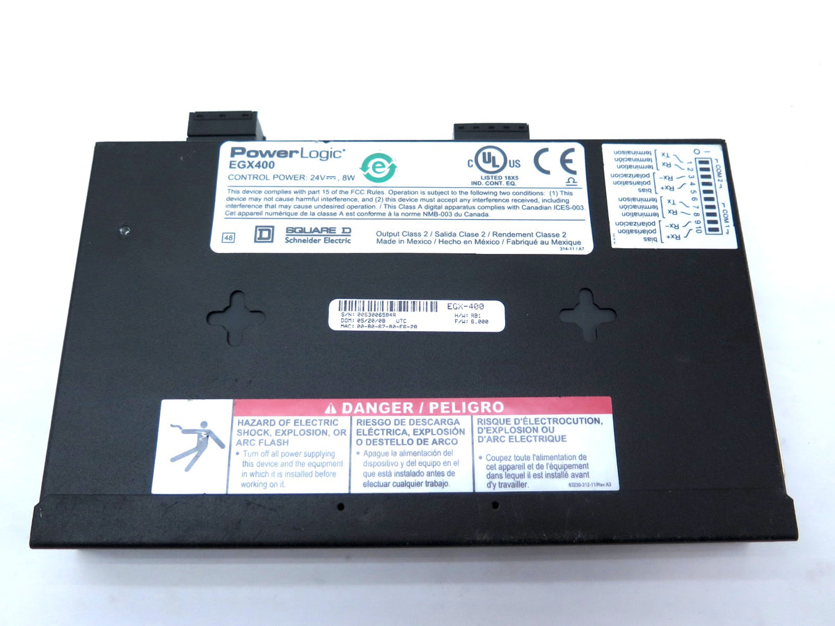 Schneider / Square D EGX400 PowerLogic ETHERNET GATEWAY 24V 8W - Advance Operations