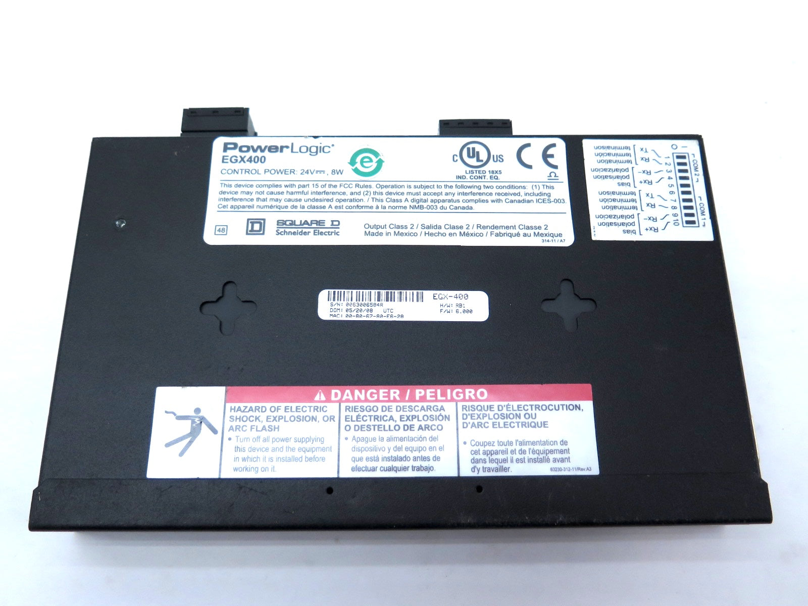 Schneider / Square D EGX400 PowerLogic ETHERNET GATEWAY 24V 8W - Advance Operations