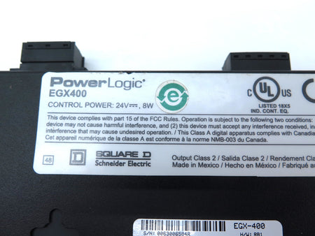 Schneider / Square D EGX400 PowerLogic ETHERNET GATEWAY 24V 8W - Advance Operations