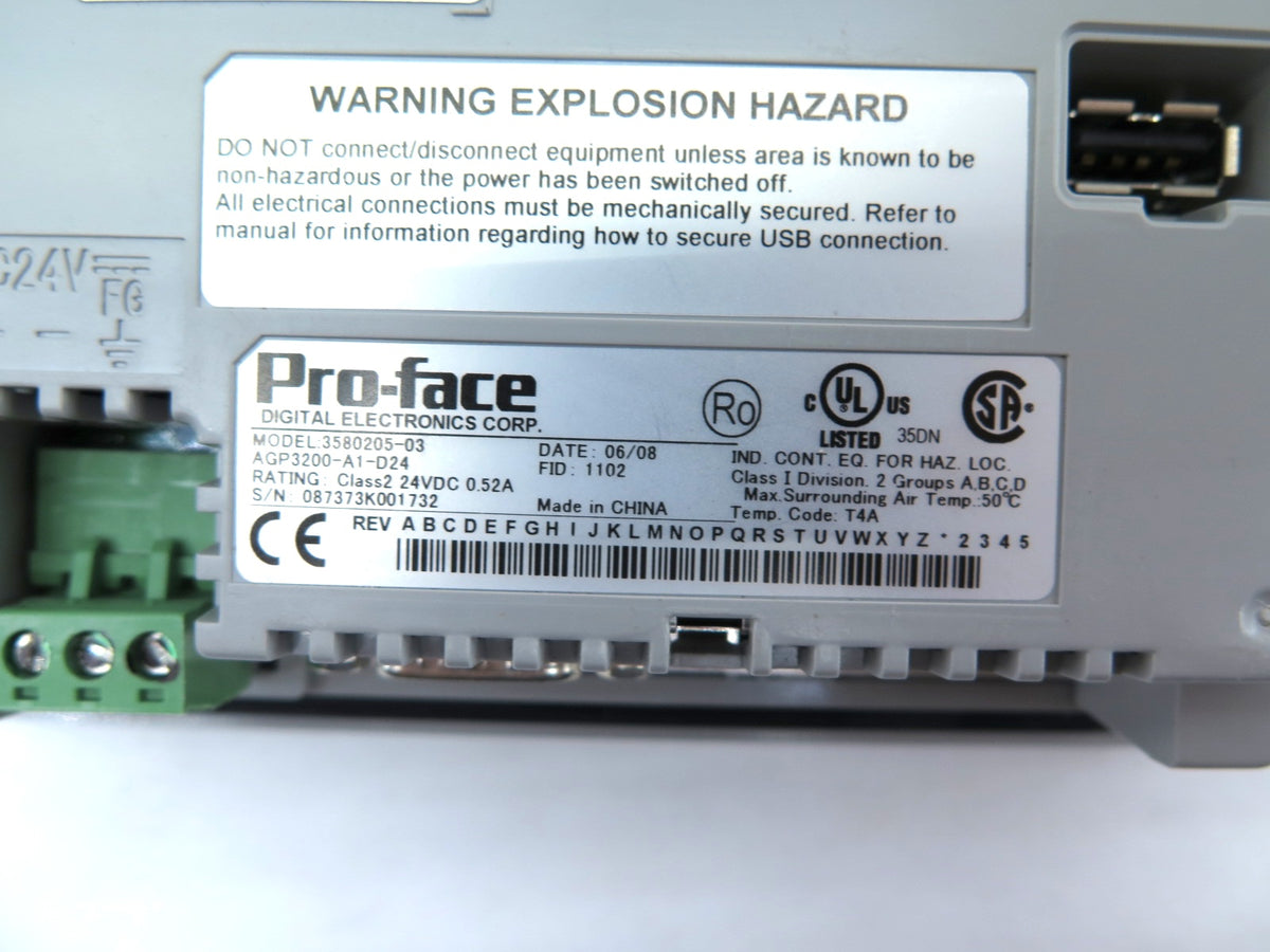 PRO-FACE 3580205-03 / AGP3200-A1-D24 HMI Touchscreen Interface - Advance Operations