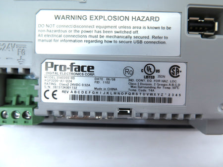 PRO-FACE 3580205-03 / AGP3200-A1-D24 HMI Touchscreen Interface - Advance Operations