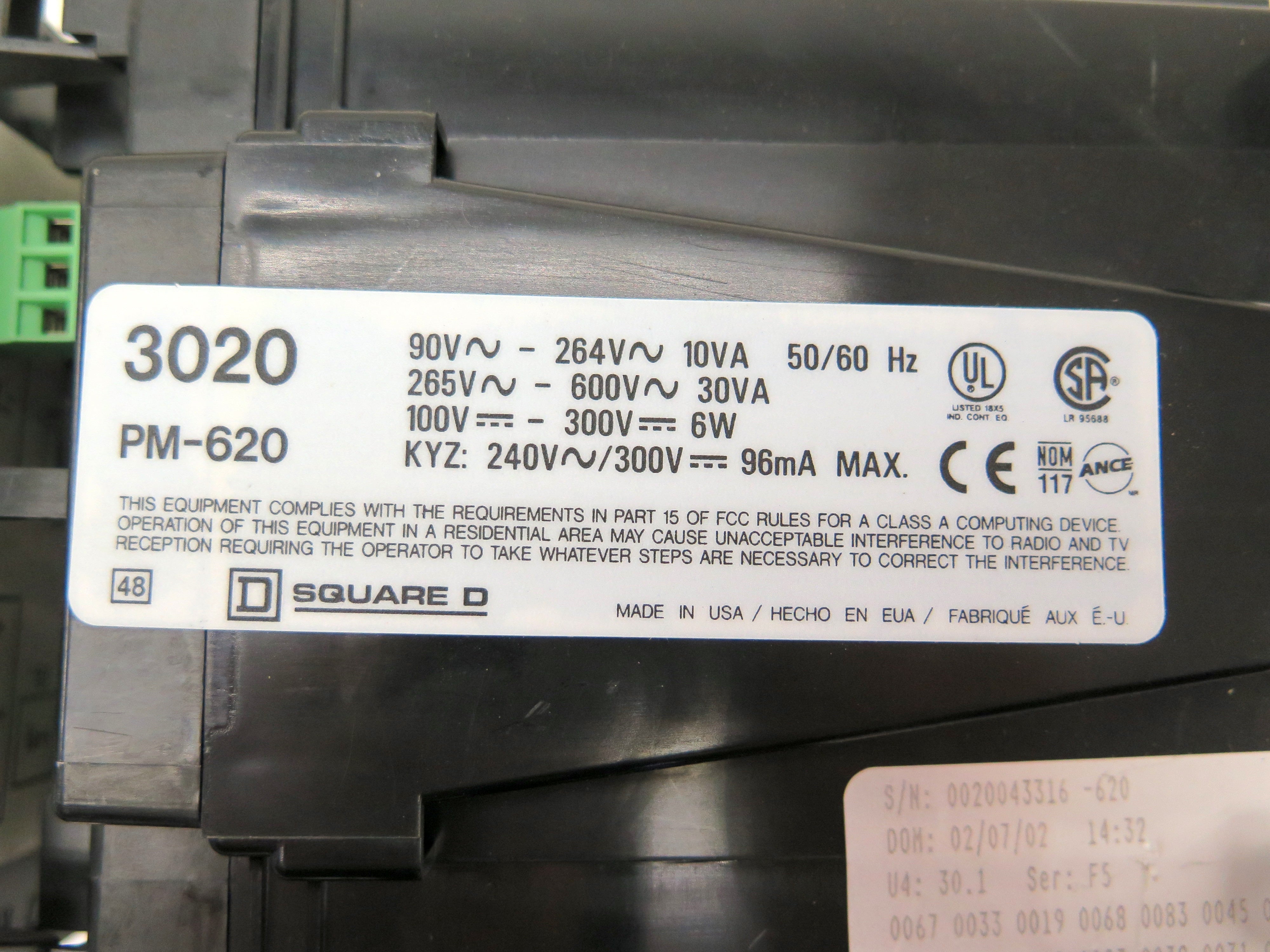 Schneider / Square D PM-630 PowerLogic Power Meter No Display - Advance Operations