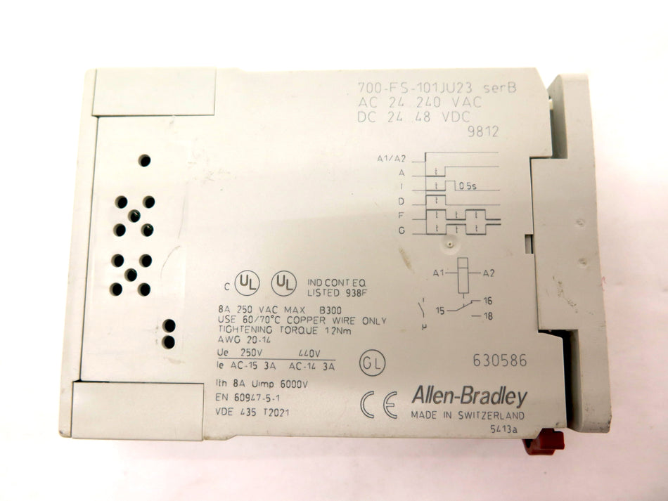 Allen-Bradley 700-FS-101JU23 Timing Relay Ser. B - Advance Operations