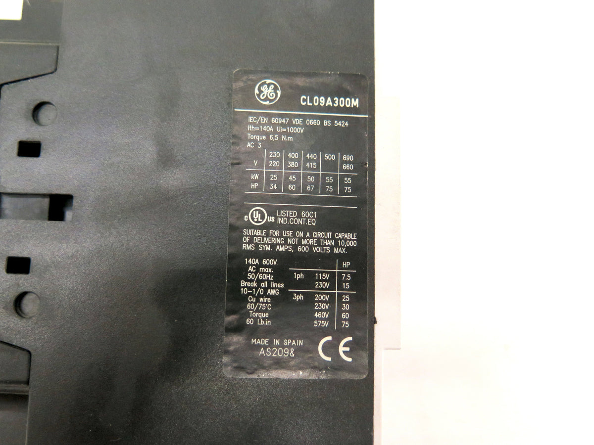 General Electric CL09A300M 3 Pole Contactor 75HP Max. 600V - Advance Operations