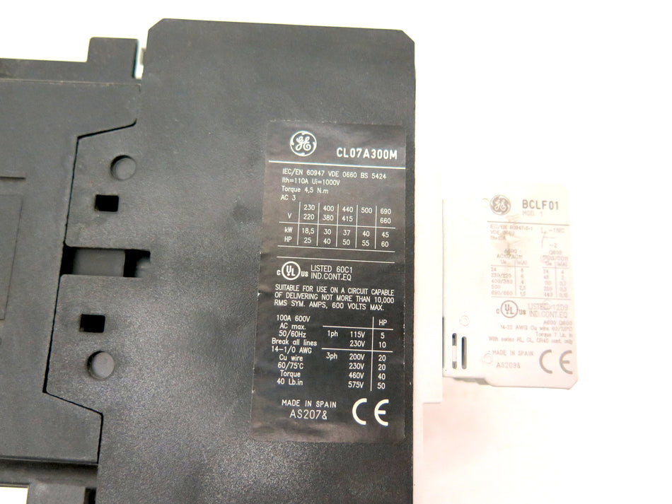 General Electric CL07A300M Contactor 690V max. 60hp 120V coil - Advance Operations