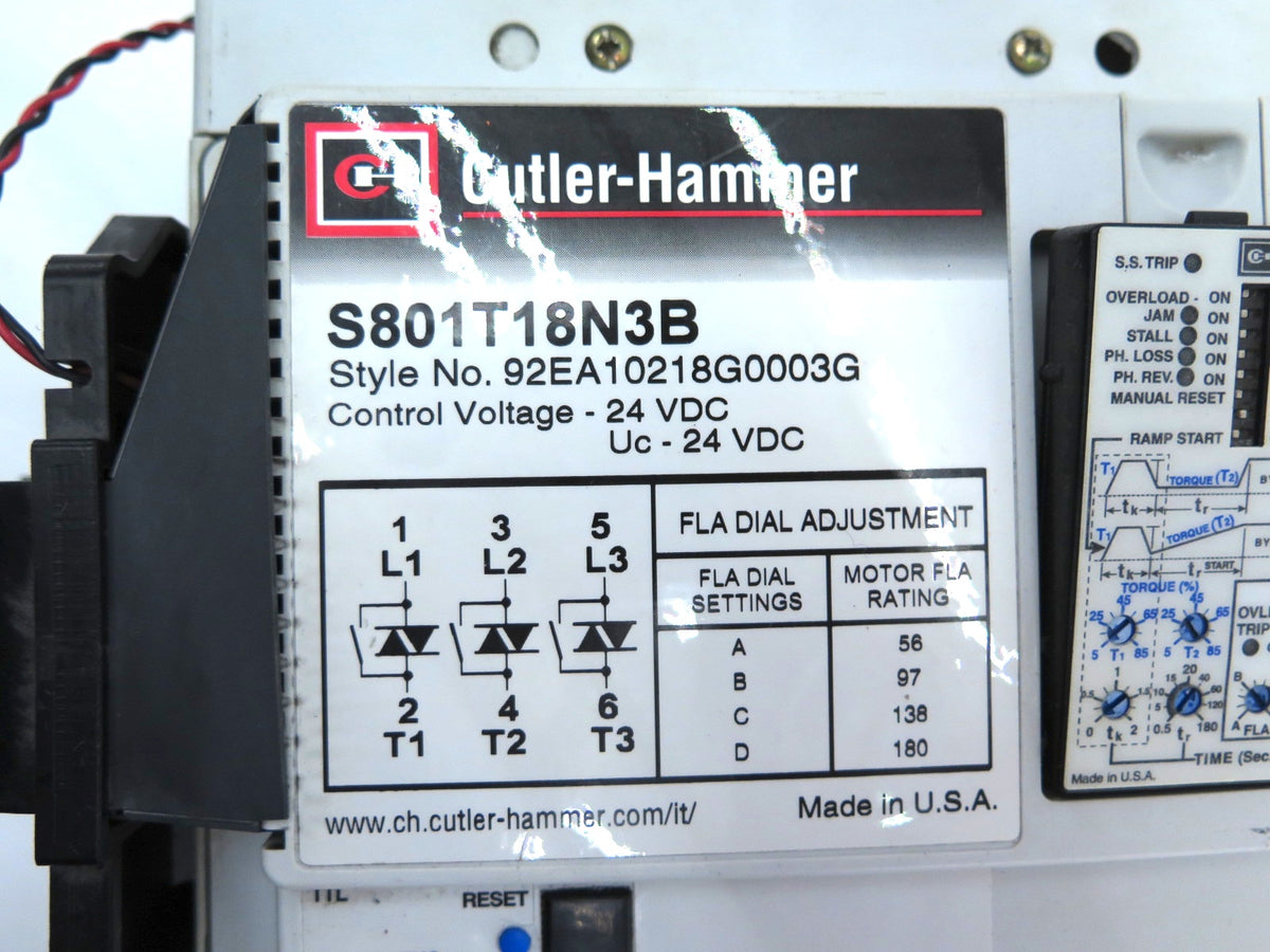 Eaton / Cutler Hammer S801T18N3B Soft Starter 150HP 180A 600V 3Ph Max - Advance Operations