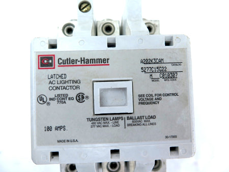 Eaton / Cutler Hammer A202K3CAM Lightning Contactor 100A 480Vac Max - Advance Operations