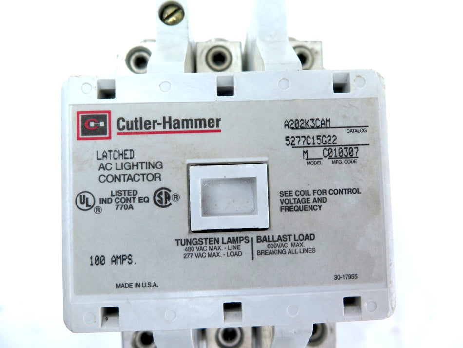 Eaton / Cutler Hammer A202K3CAM Lightning Contactor 100A 480Vac Max - Advance Operations