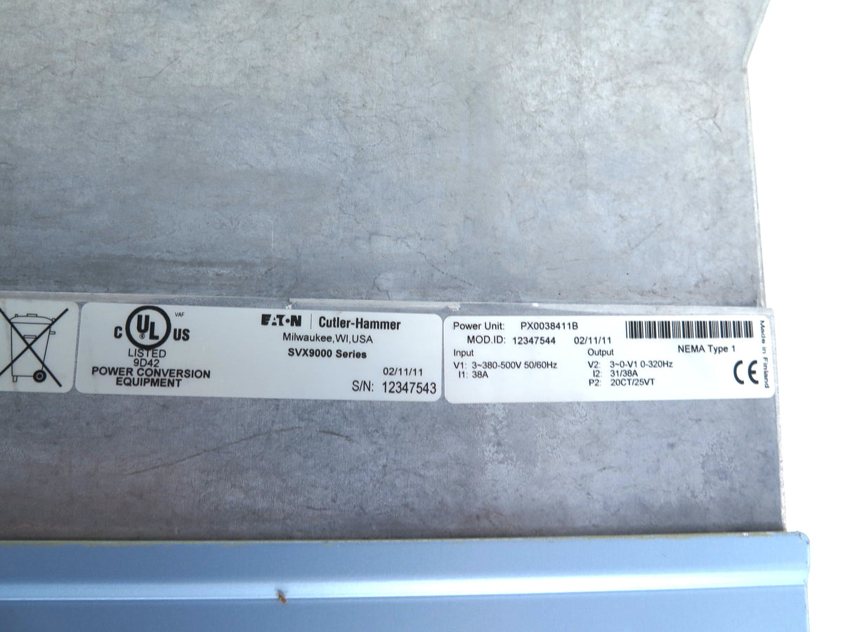 Eaton / Cutler Hammer SVX9000 SVX020A1-4A1B1 Ac Drive 380-500Vac 38A - Advance Operations