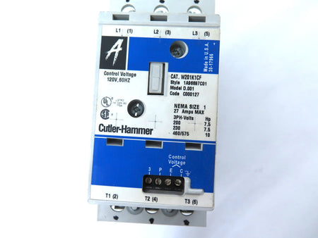 Cutler-Hammer W201K1CF Contactor 575V Max 10HP 120Vac Contact - Advance Operations