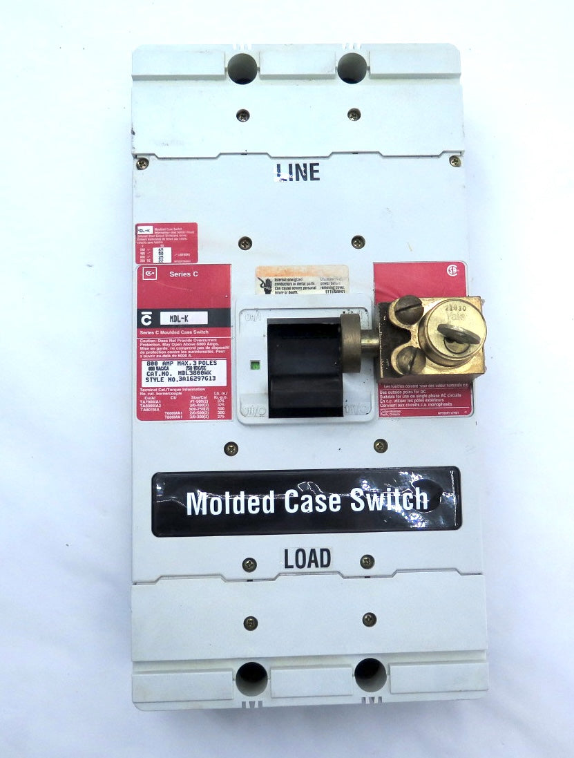 Cutler Hammer MDL3800WK Molded Case Switch 800A 600Vac 250Vdc - Advance Operations