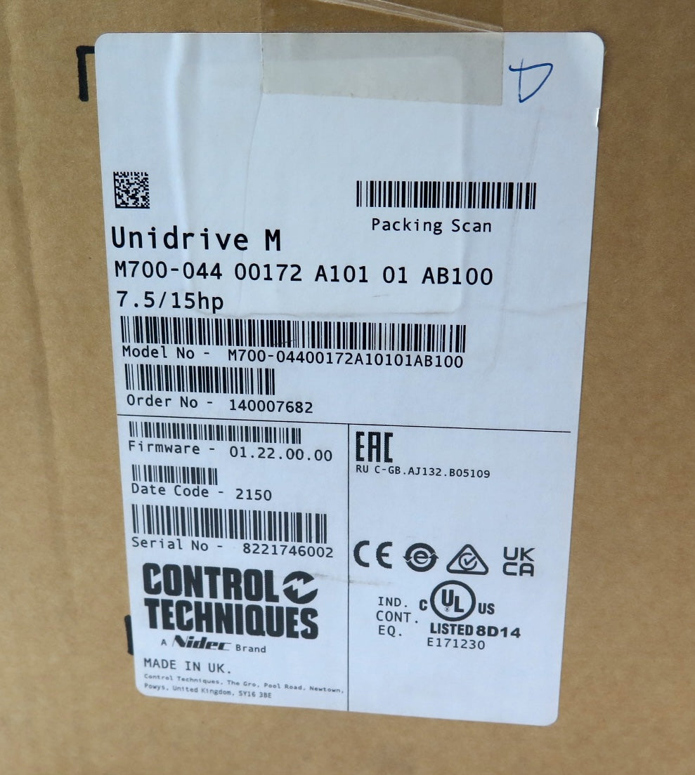 Control Techniques / Nidec M700-04400172A10101AB100 AC Drive 15HP 480Vac 24A - Advance Operations