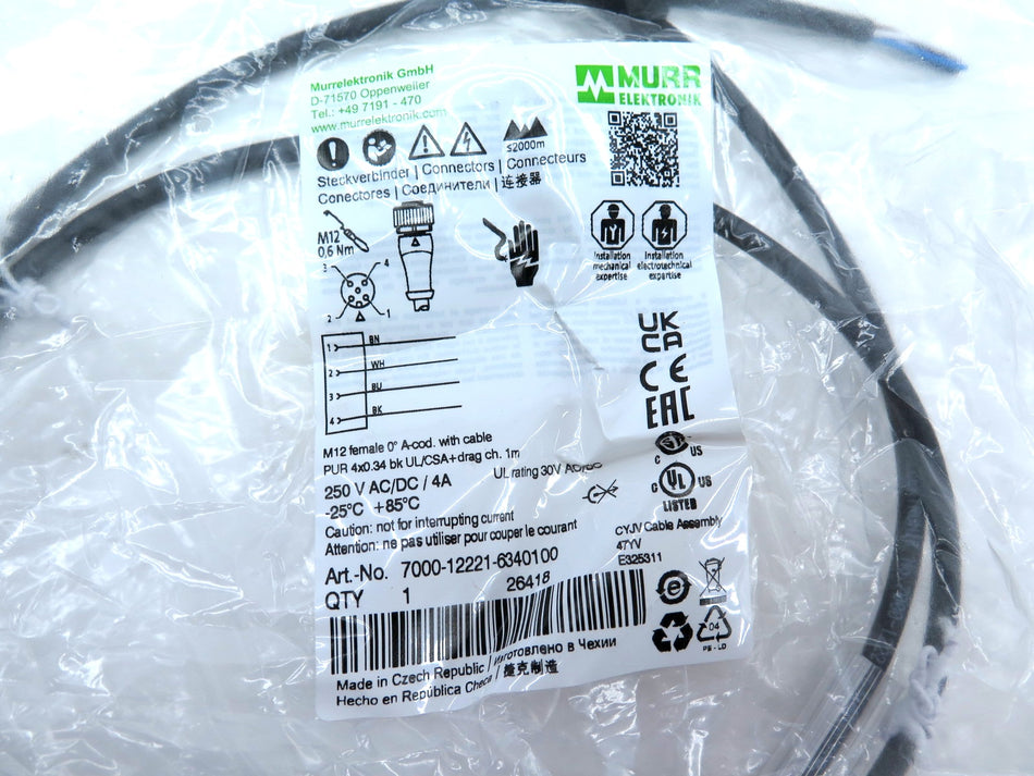 Murr Elektronik 7000-12221-6340100 Cordset & Connector M12 Female - Advance Operations