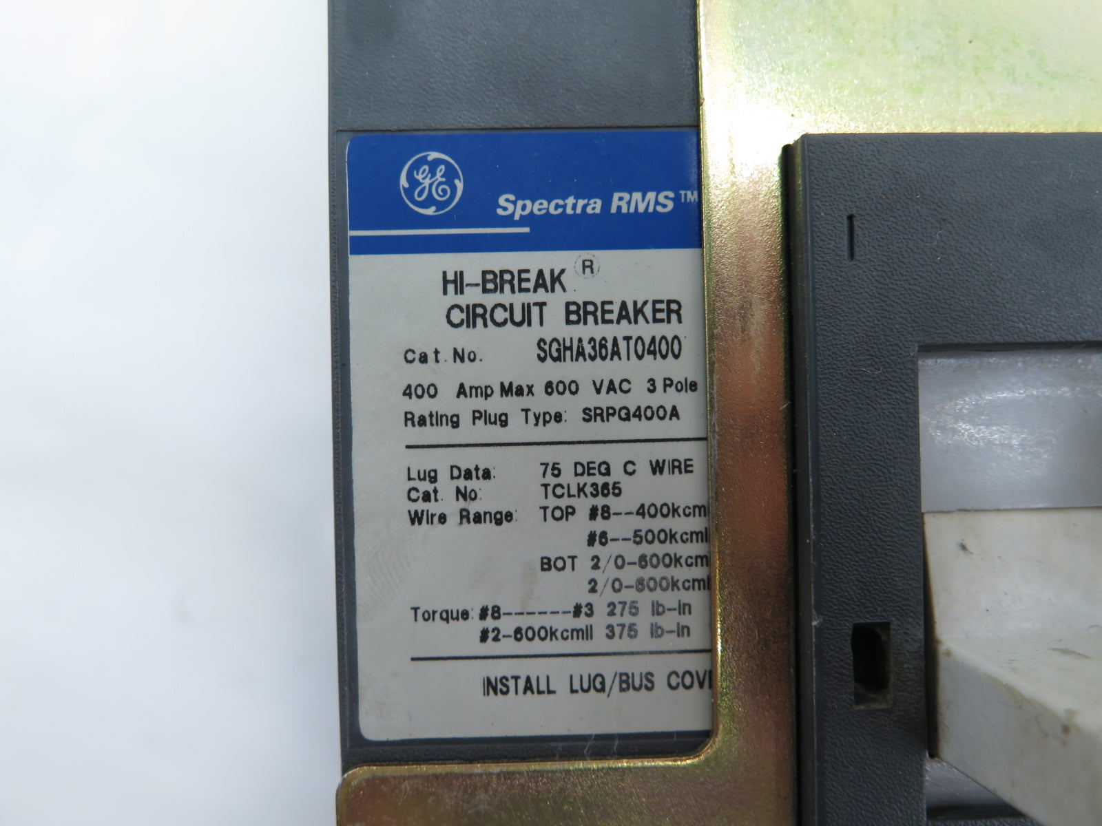 GE Spectra SGHA36AT0400 Circuit Breaker 400A 3 Pole - Advance Operations