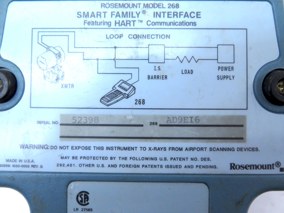 Rosemount Model 268 / AD9E16 Smart Family Interface - Advance Operations