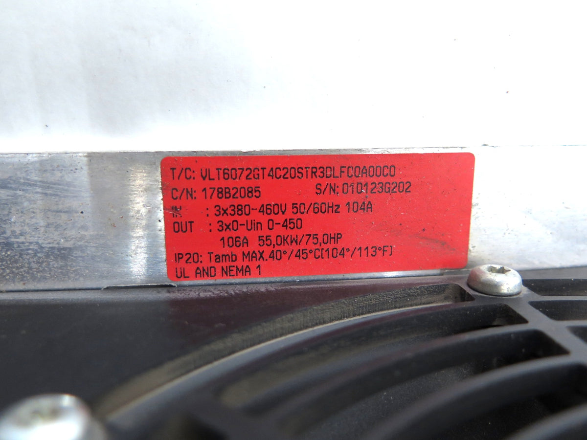 Danfoss Graham VLT6072GT4C20STR3DLF00A00C0 AC Drive 75HP 55kW - Advance Operations