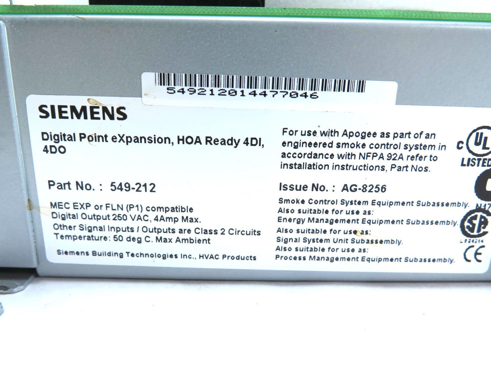 Siemens 549-212 Digital Point Expansion HOA Ready 4DI - Advance Operations