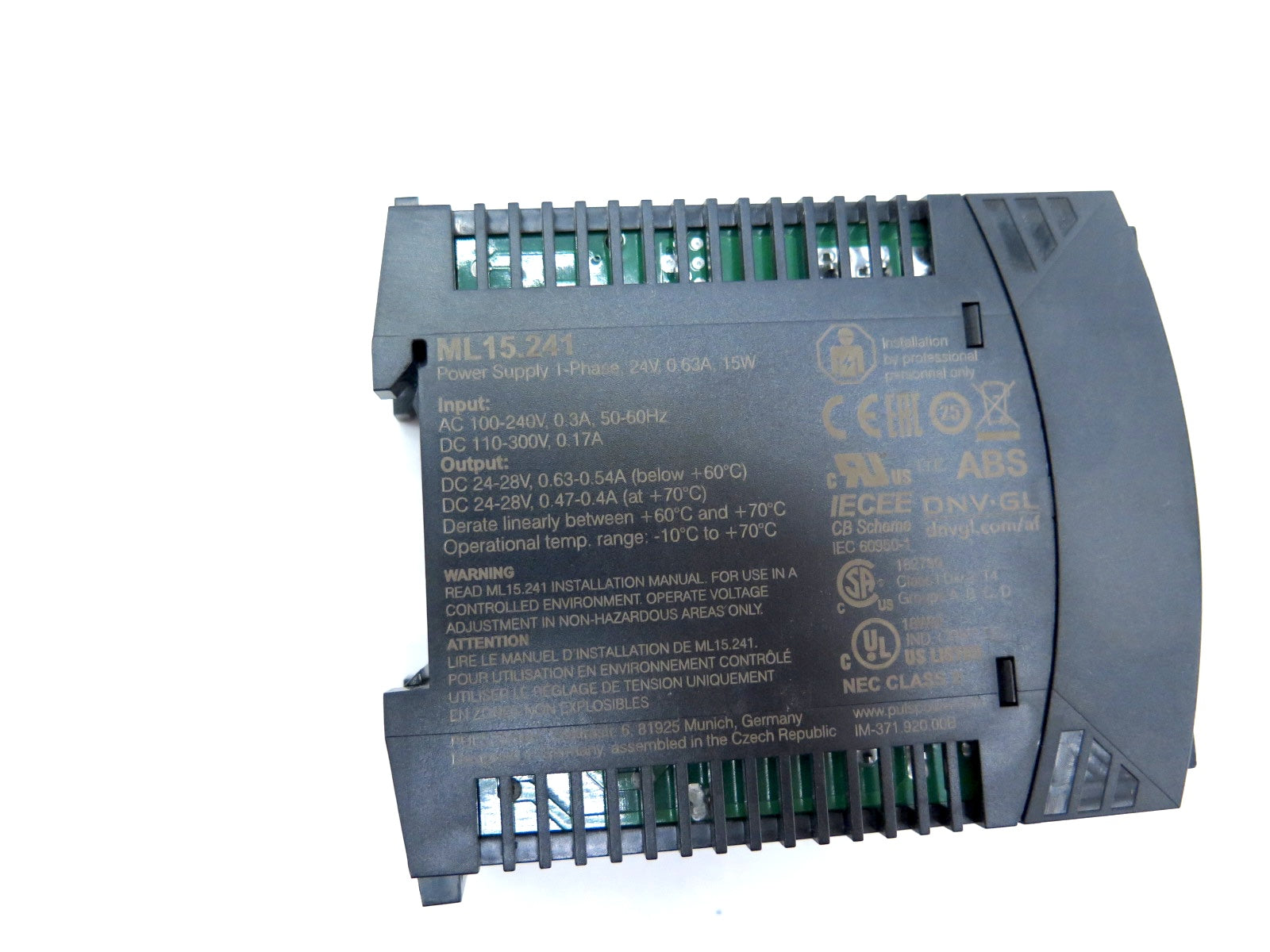 PULS ML15.241 Power Supply 1-Phase 24V 0.63A 15W - Advance Operations
