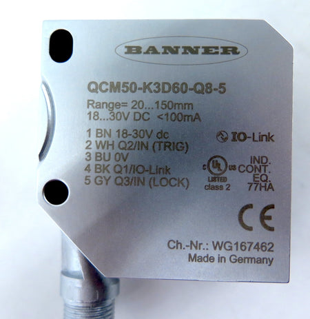 Banner QCM50-K3D60-Q8-5 Color Sensor 18-30Vdc 20-150mm range - Advance Operations