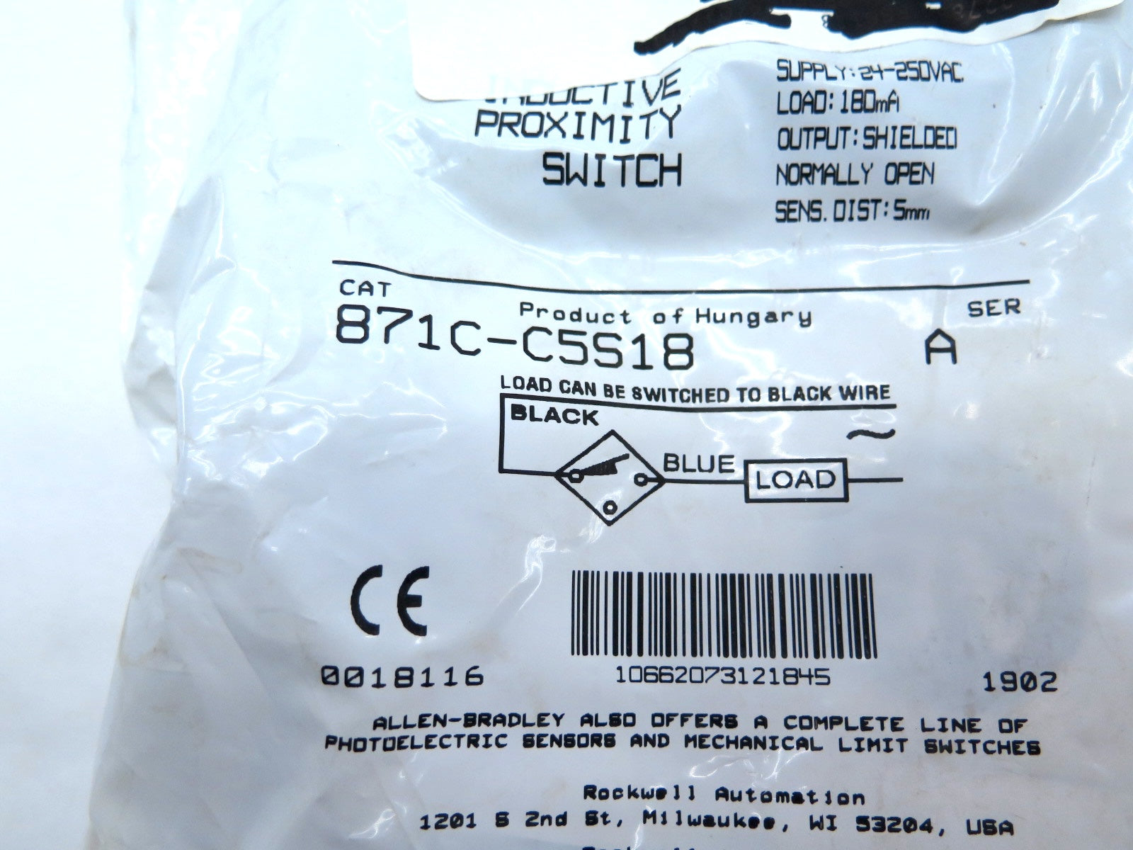 Allen-Bradley 871C-C5S18 Inductive Proximity Switch SER.A - Advance Operations