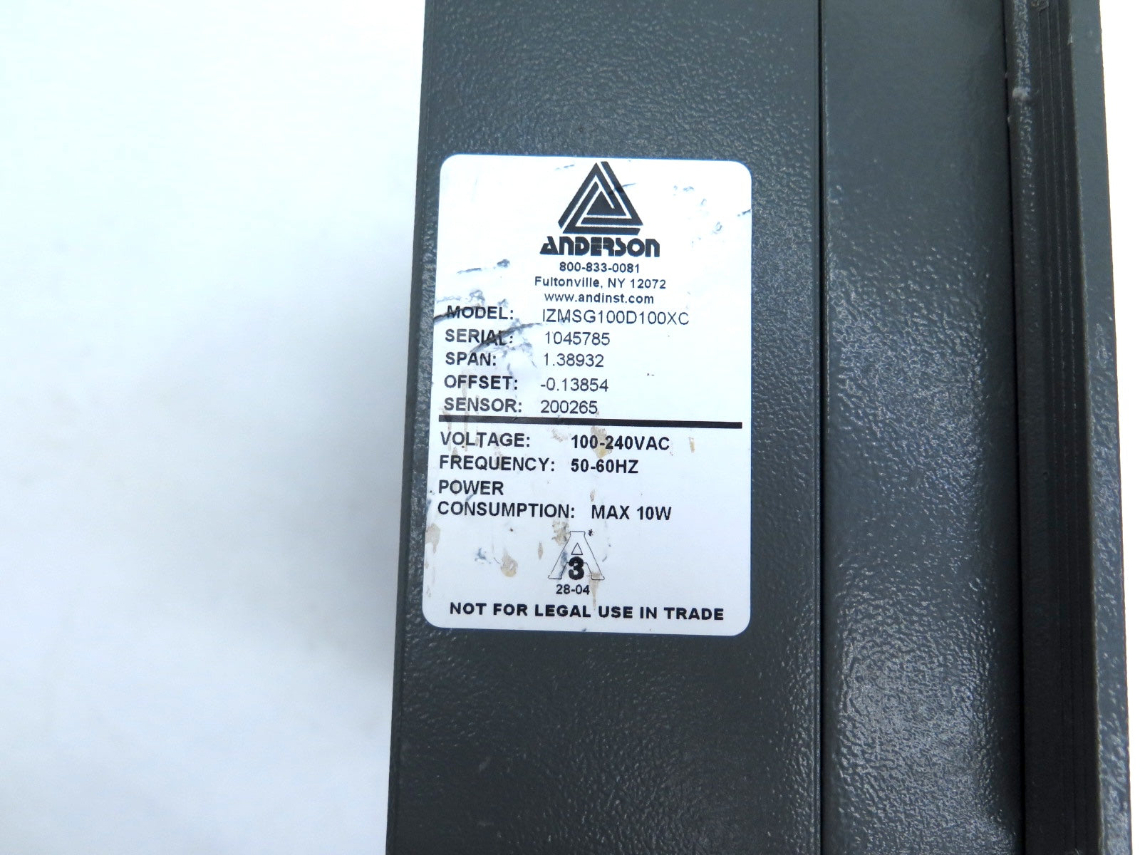 Anderson IZMSG100D100XC Transmitter Unit 100-240Vac 10W Max - Advance Operations