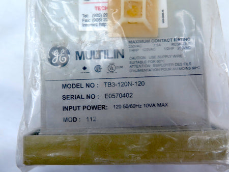 GE Multilin TB3-120N-120 Temp Monitor Readout 120Vac 10VA Max - Advance Operations