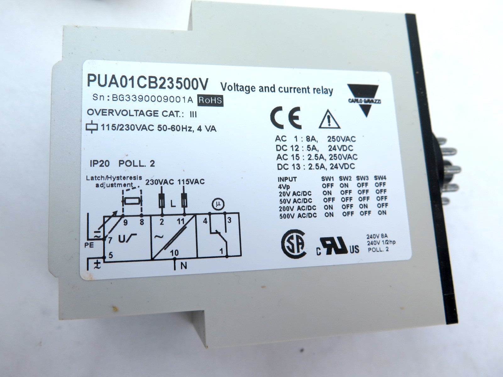 Carlo Gavazzi PUA01CB23500V Voltage And Current Relay - Advance Operations