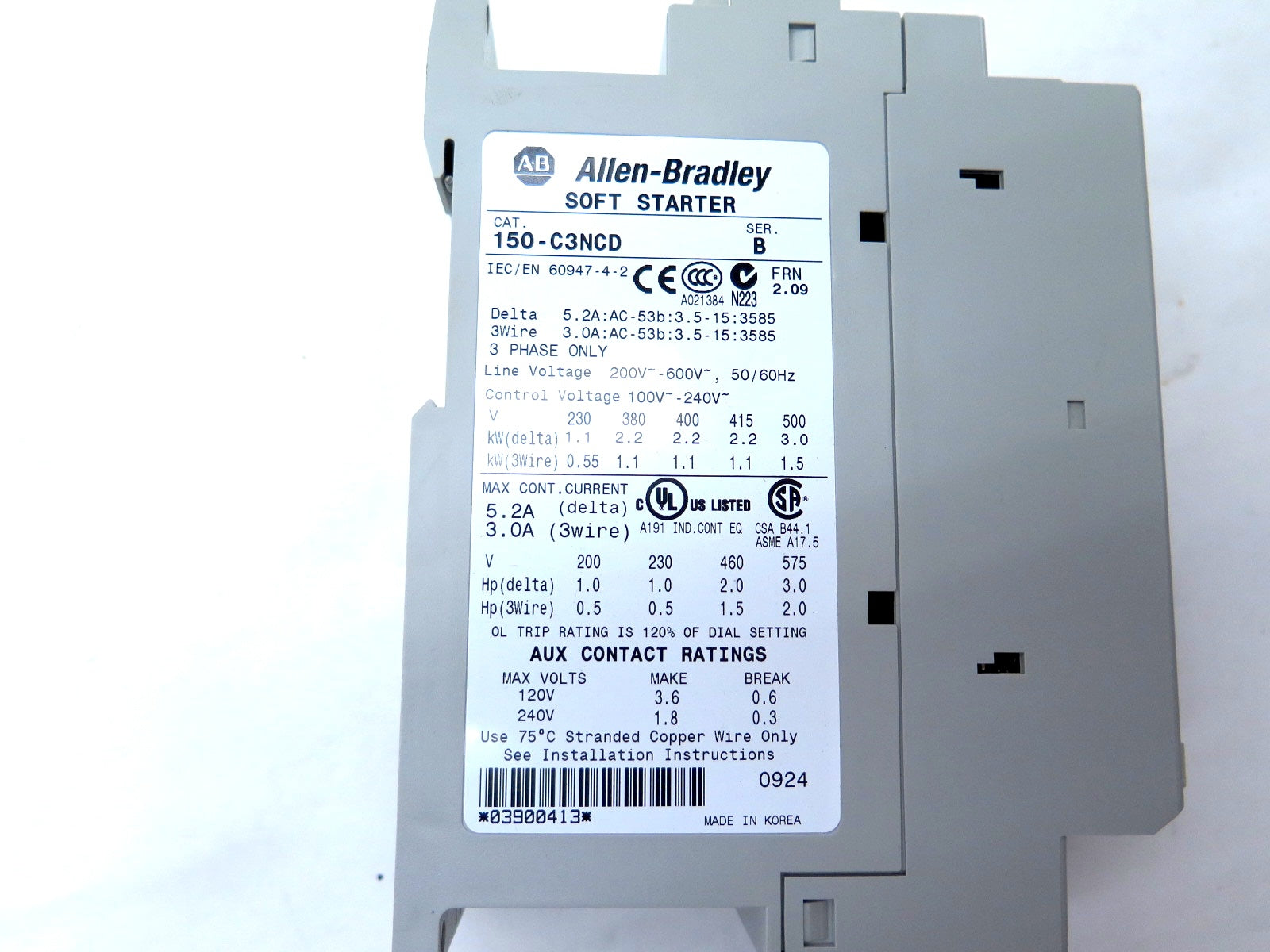 Allen-Bradley 150-C3NCD SER.B Soft Starter 230-500V 1-3 HP - Advance Operations