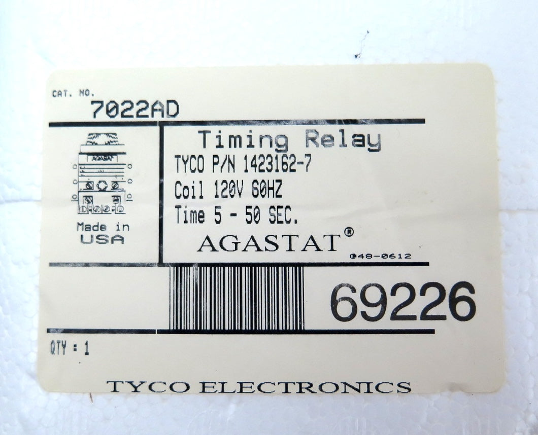 Tyco 7022AD Timing Relay 120V Coil Agastat Time 5-50 Sec - Advance Operations