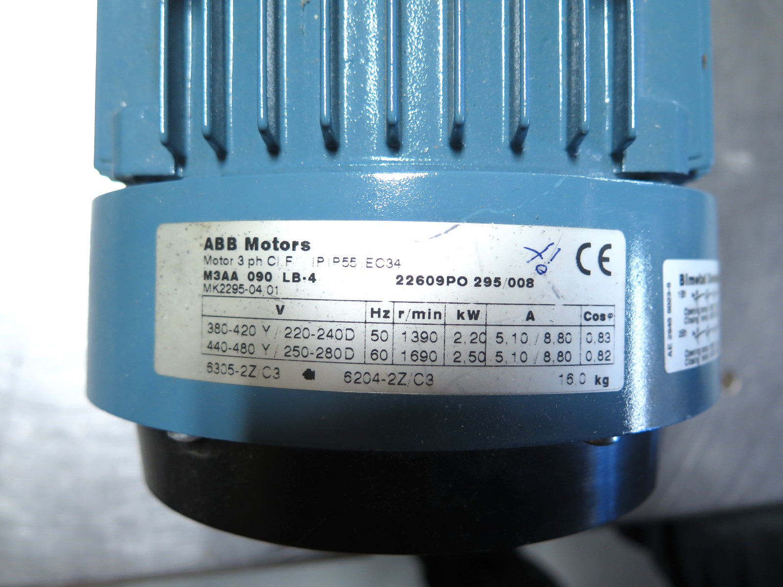 ABB M3AA090LB-4 22609PO 295/008 2.5kW Motor 220-480Vac - Advance Operations