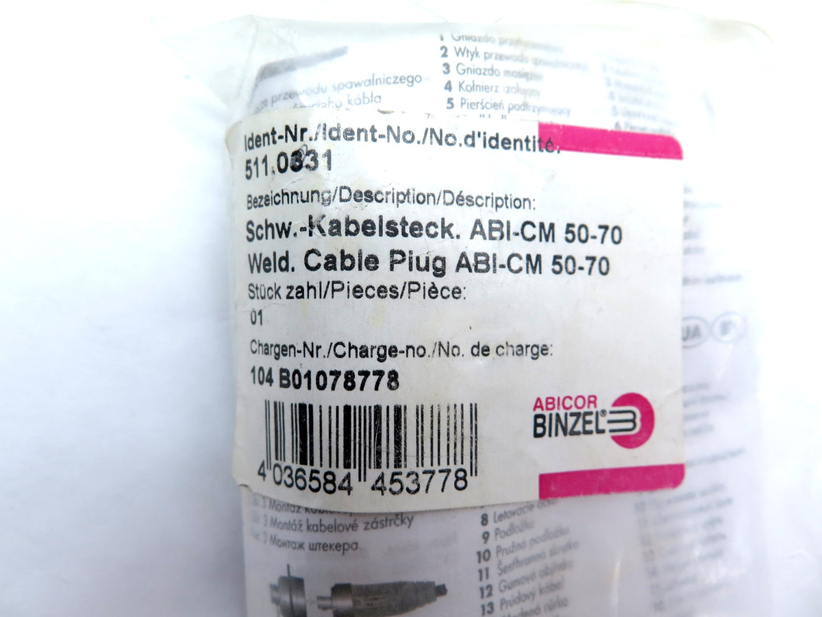 Abicor Binzel 511.0331 Male Cable Plug ABI-CM 50-70 - Advance Operations
