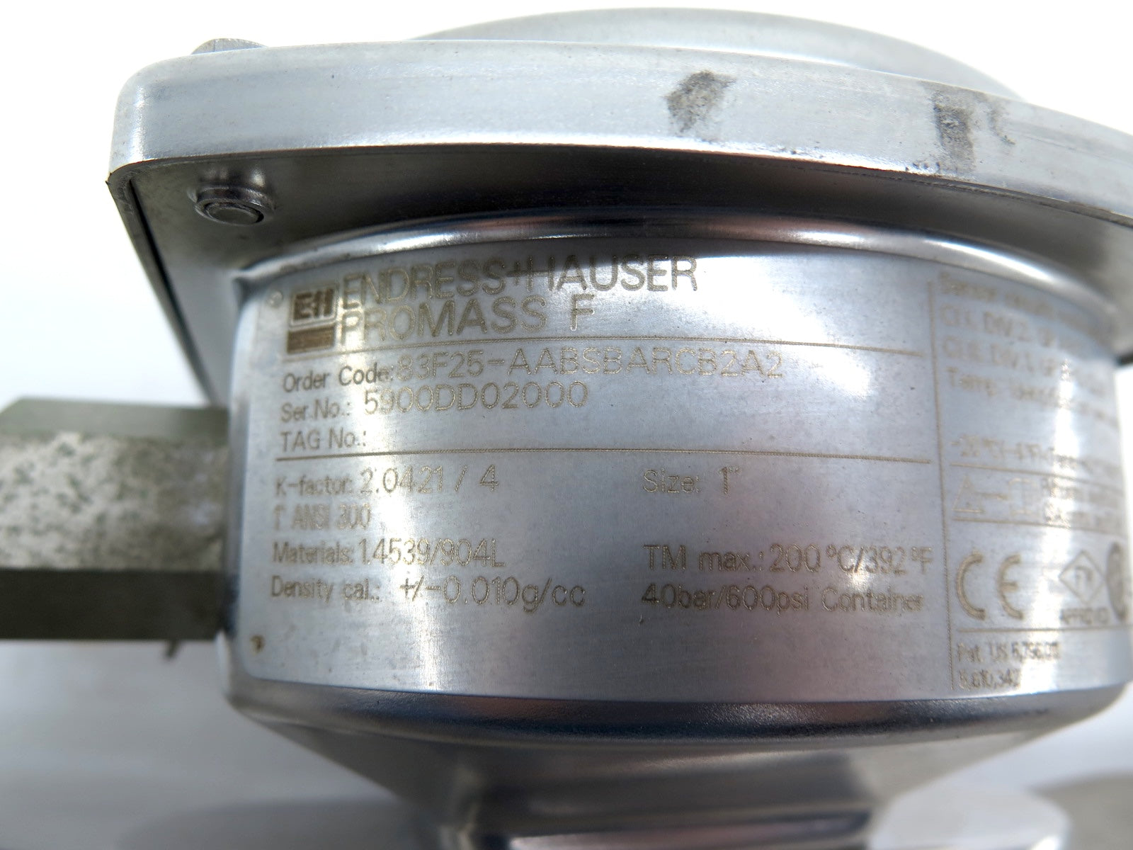 Endress + Hauser 83F25-AABSBARCB2A2 Promass F Flow Meter 1" Stainless Steel - Advance Operations
