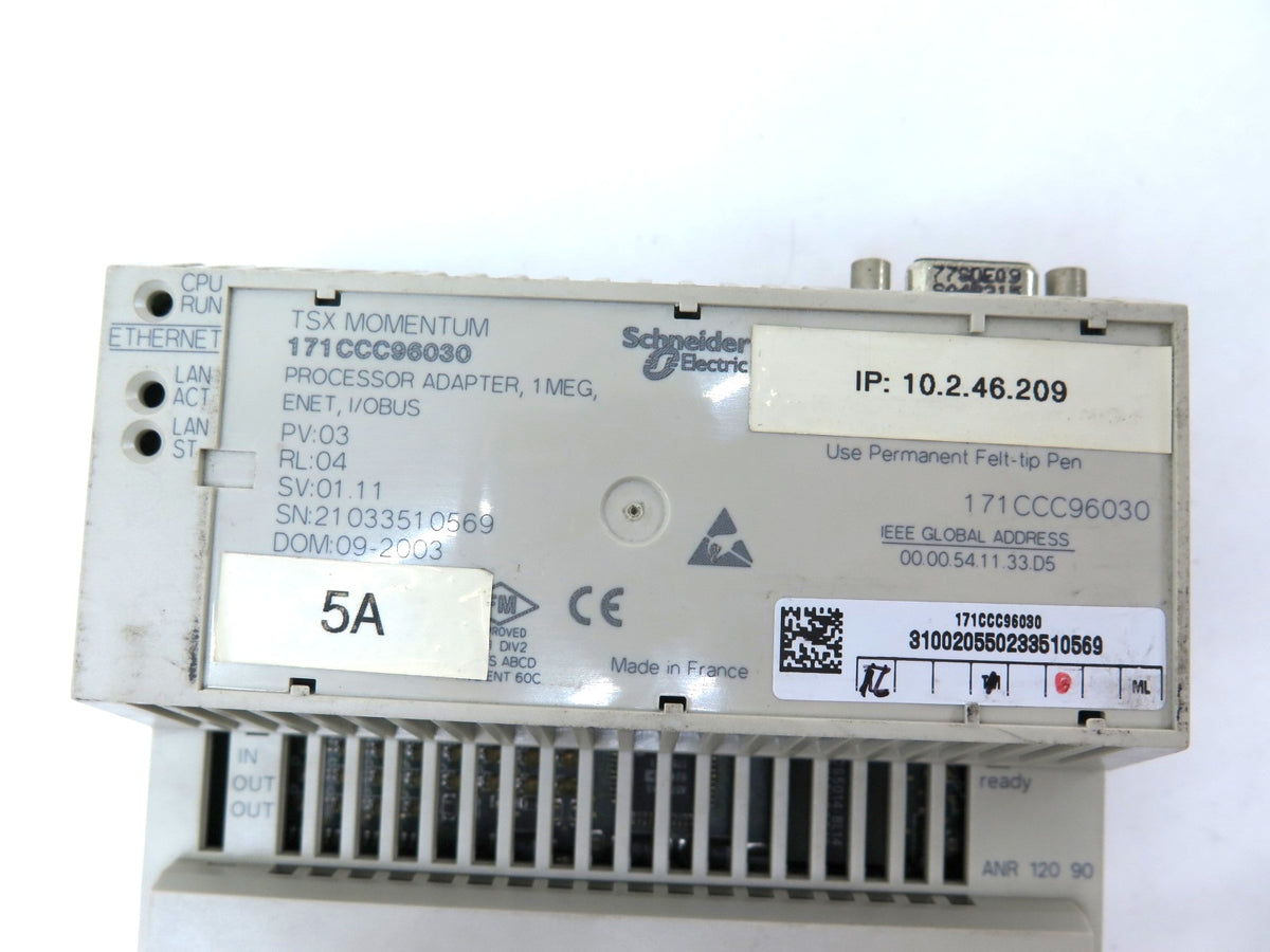 Schneider Electric 171CCC96030 TSX Momentum Processor Adapter 1 MEG Enet I/O - Advance Operations
