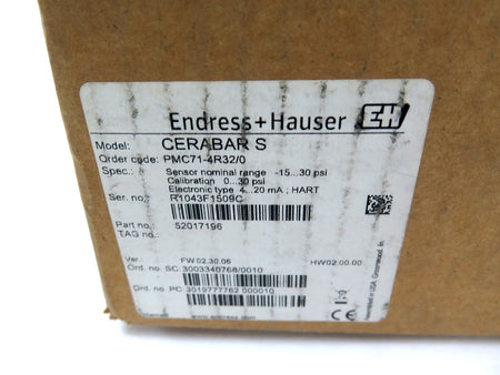 Endress + Hauser PMC71-4R32/0 Pressure Transmitter - Advance Operations