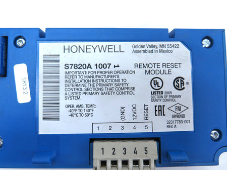 Honeywell S7820A 1007 Remote Reset Module - Advance Operations